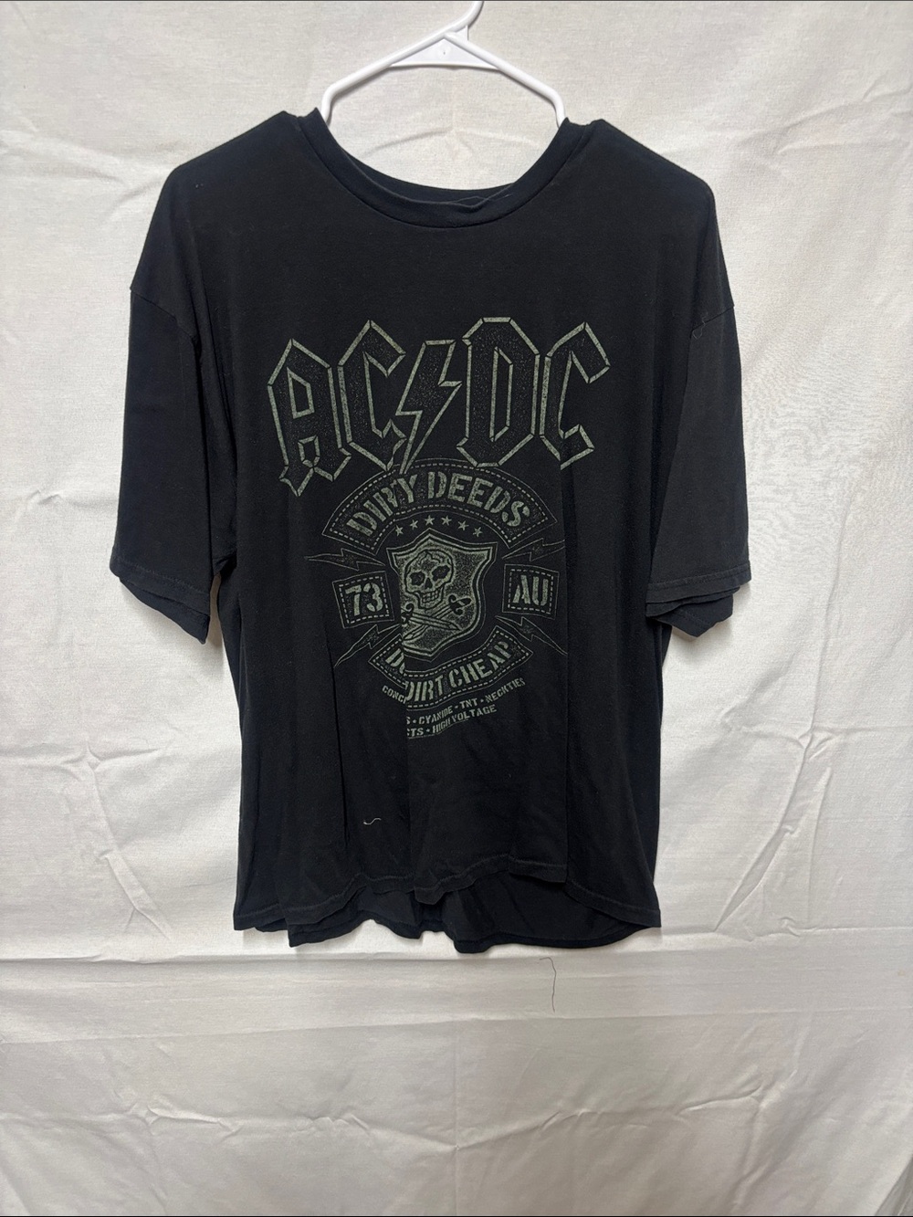 AC/DC Black Tee with Olive-Green Crest Graphic